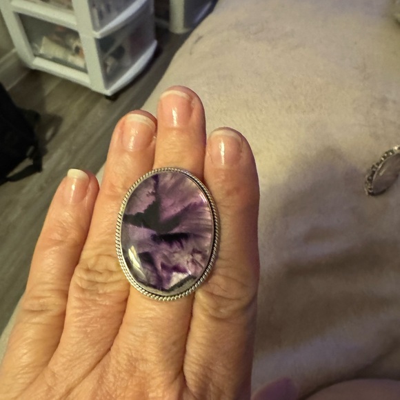 Amethyst Stone Statement Ring sterling silver